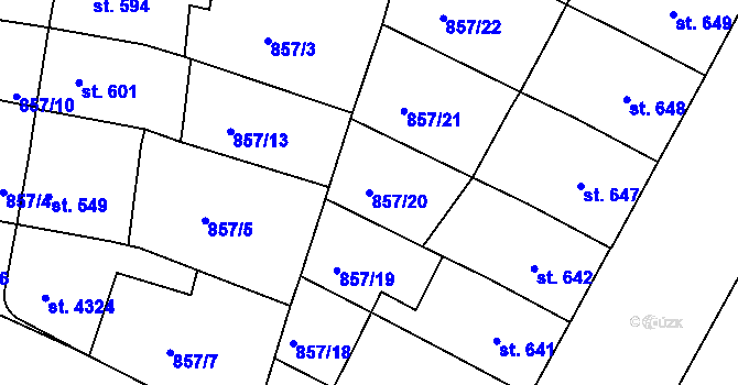 Parcela st. 857/20 v KÚ Jičín, Katastrální mapa