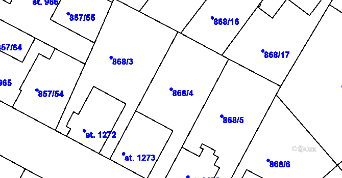 Parcela st. 868/4 v KÚ Jičín, Katastrální mapa