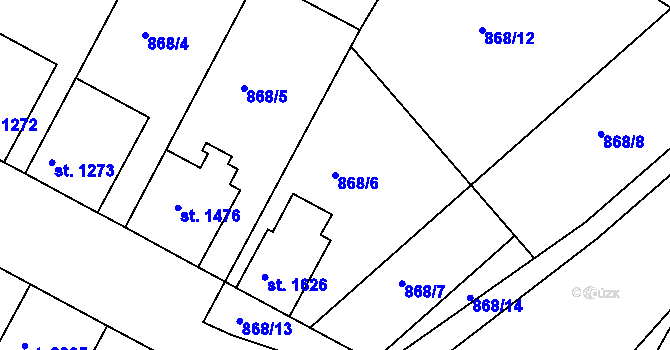 Parcela st. 868/6 v KÚ Jičín, Katastrální mapa