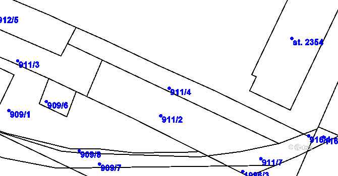 Parcela st. 911/4 v KÚ Jičín, Katastrální mapa
