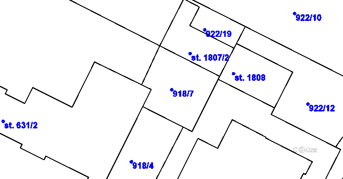 Parcela st. 918/7 v KÚ Jičín, Katastrální mapa