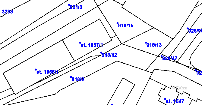 Parcela st. 918/12 v KÚ Jičín, Katastrální mapa