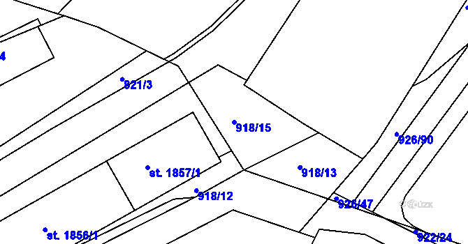 Parcela st. 918/15 v KÚ Jičín, Katastrální mapa