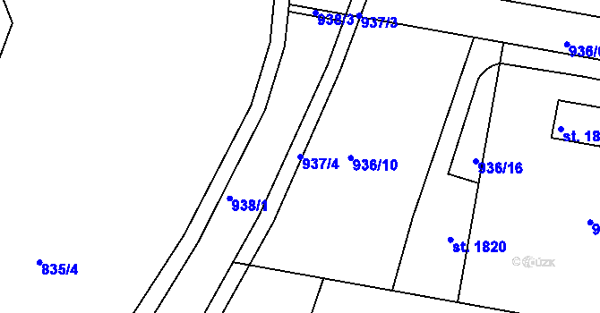 Parcela st. 937/4 v KÚ Jičín, Katastrální mapa