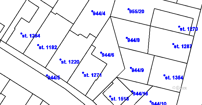Parcela st. 944/6 v KÚ Jičín, Katastrální mapa