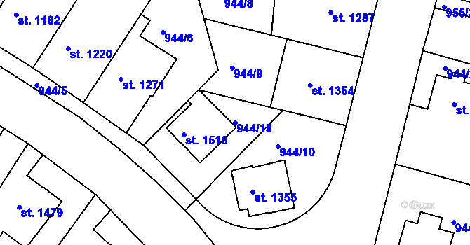 Parcela st. 944/18 v KÚ Jičín, Katastrální mapa