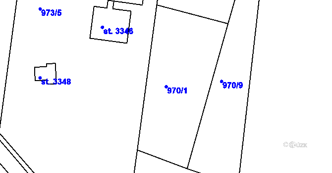 Parcela st. 970/1 v KÚ Jičín, Katastrální mapa