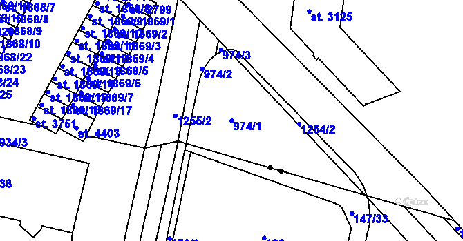 Parcela st. 974/1 v KÚ Jičín, Katastrální mapa