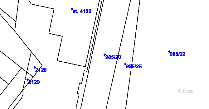 Parcela st. 985/20 v KÚ Jičín, Katastrální mapa