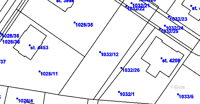 Parcela st. 1032/12 v KÚ Jičín, Katastrální mapa
