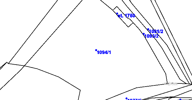 Parcela st. 1094/1 v KÚ Jičín, Katastrální mapa