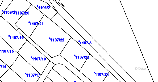Parcela st. 1107/5 v KÚ Jičín, Katastrální mapa