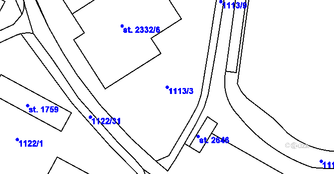 Parcela st. 1113/3 v KÚ Jičín, Katastrální mapa
