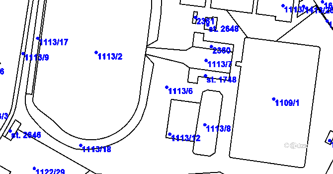 Parcela st. 1113/6 v KÚ Jičín, Katastrální mapa