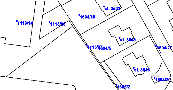 Parcela st. 1113/27 v KÚ Jičín, Katastrální mapa