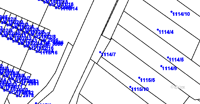 Parcela st. 1114/7 v KÚ Jičín, Katastrální mapa