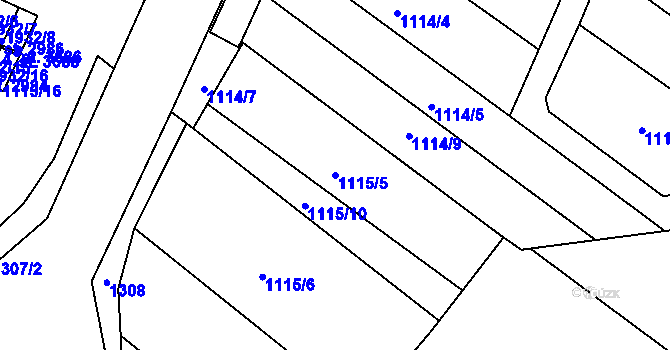 Parcela st. 1115/5 v KÚ Jičín, Katastrální mapa
