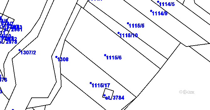 Parcela st. 1115/6 v KÚ Jičín, Katastrální mapa