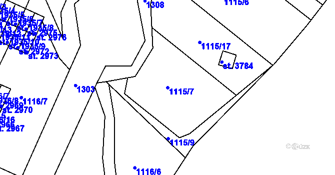 Parcela st. 1115/7 v KÚ Jičín, Katastrální mapa