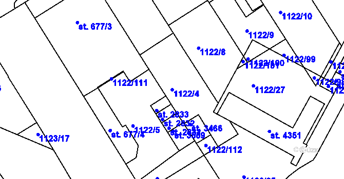 Parcela st. 1122/4 v KÚ Jičín, Katastrální mapa