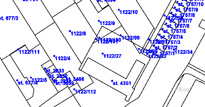 Parcela st. 1122/27 v KÚ Jičín, Katastrální mapa