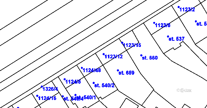 Parcela st. 1123/12 v KÚ Jičín, Katastrální mapa