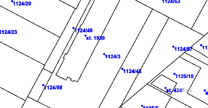 Parcela st. 1124/3 v KÚ Jičín, Katastrální mapa