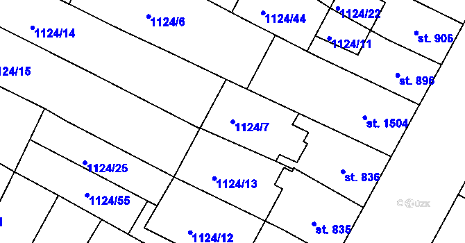 Parcela st. 1124/7 v KÚ Jičín, Katastrální mapa