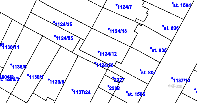 Parcela st. 1124/12 v KÚ Jičín, Katastrální mapa