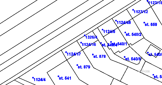 Parcela st. 1124/16 v KÚ Jičín, Katastrální mapa