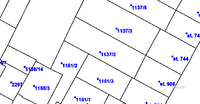 Parcela st. 1137/2 v KÚ Jičín, Katastrální mapa