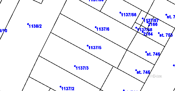 Parcela st. 1137/5 v KÚ Jičín, Katastrální mapa