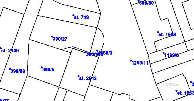 Parcela st. 1188/3 v KÚ Jičín, Katastrální mapa