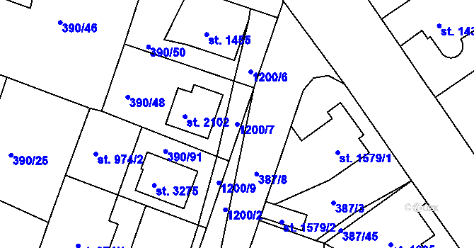 Parcela st. 1200/7 v KÚ Jičín, Katastrální mapa