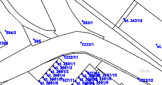 Parcela st. 1222/1 v KÚ Jičín, Katastrální mapa
