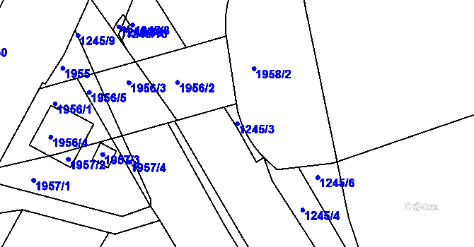 Parcela st. 1245/3 v KÚ Jičín, Katastrální mapa