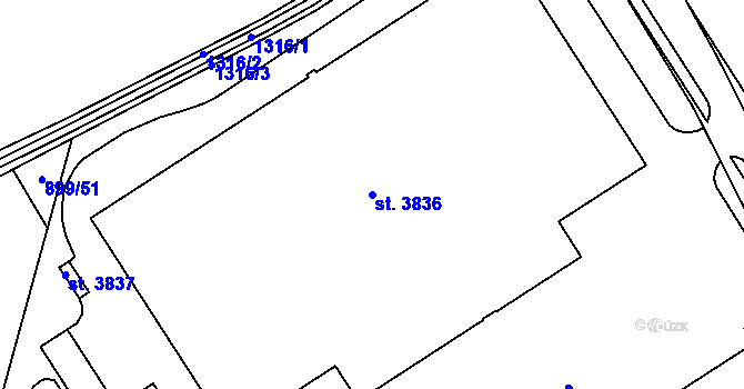 Parcela st. 3836 v KÚ Jičín, Katastrální mapa