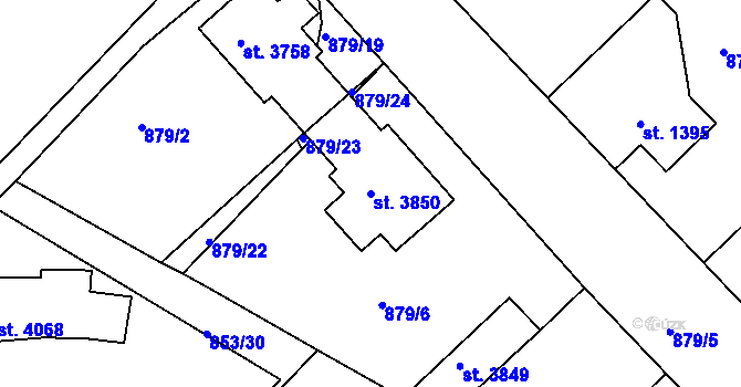 Parcela st. 3850 v KÚ Jičín, Katastrální mapa