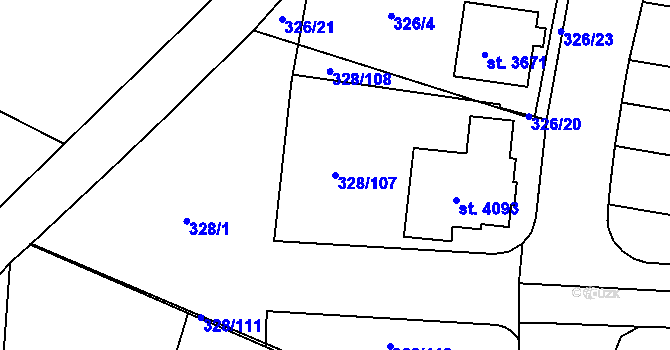Parcela st. 328/107 v KÚ Jičín, Katastrální mapa