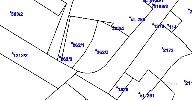 Parcela st. 262/3 v KÚ Jičín, Katastrální mapa