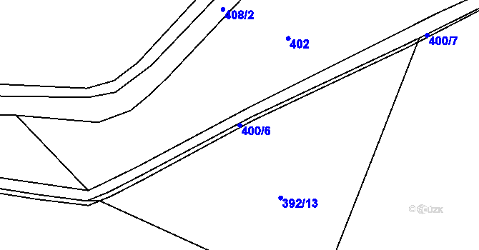 Parcela st. 400/6 v KÚ Jičín, Katastrální mapa