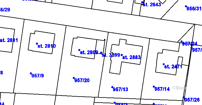 Parcela st. 3399 v KÚ Jičín, Katastrální mapa