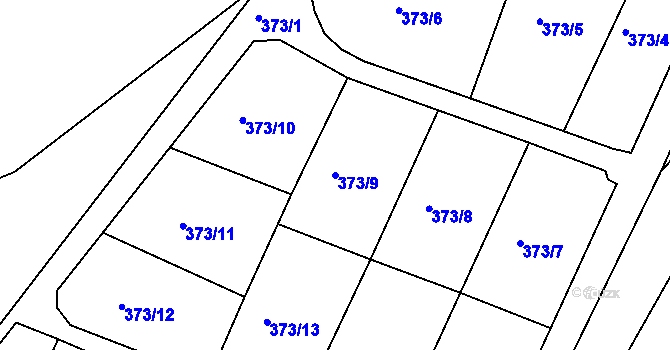 Parcela st. 373/9 v KÚ Jičín, Katastrální mapa