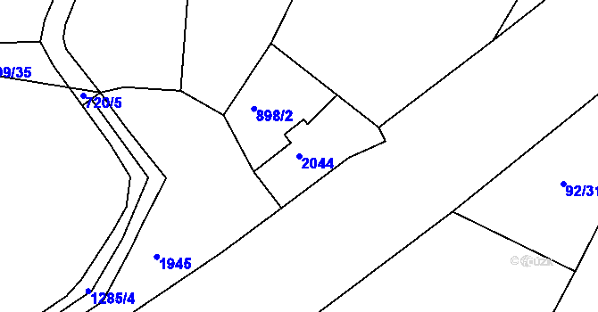Parcela st. 2044 v KÚ Jičín, Katastrální mapa