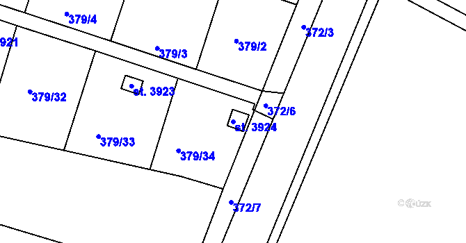 Parcela st. 3924 v KÚ Jičín, Katastrální mapa
