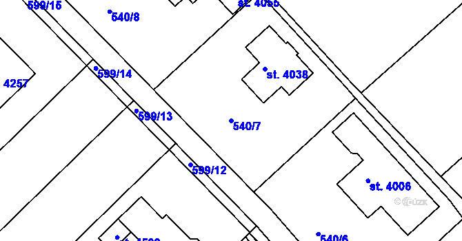 Parcela st. 540/7 v KÚ Jičín, Katastrální mapa
