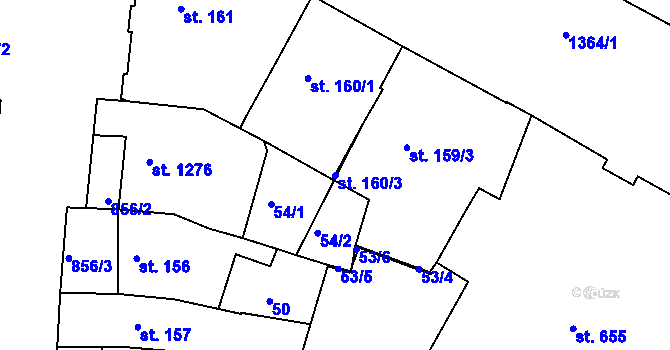 Parcela st. 160/3 v KÚ Jičín, Katastrální mapa