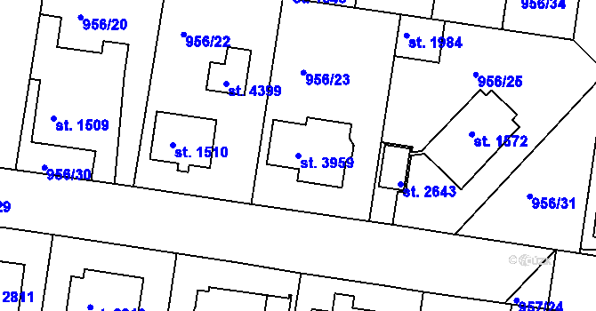Parcela st. 3959 v KÚ Jičín, Katastrální mapa