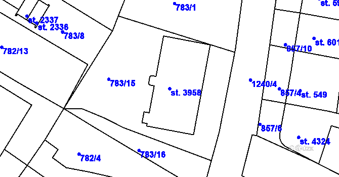 Parcela st. 3958 v KÚ Jičín, Katastrální mapa