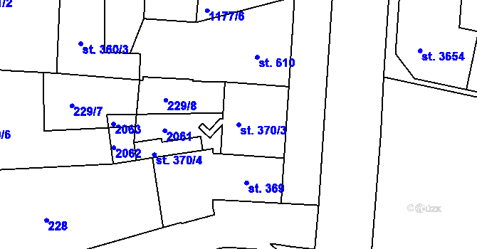 Parcela st. 370/3 v KÚ Jičín, Katastrální mapa